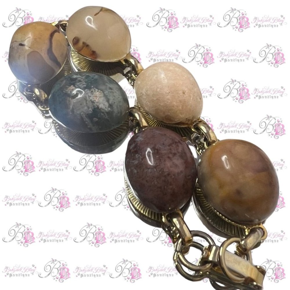 1940s scarab bracelet EGYPTIAN STYLE GOLD real gem stone healing crystals 💎⭐️ - Picture 3 of 12